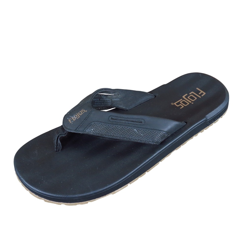 Flojos Brava Mens Flip Flop Sandals Size 10 Beach Pool Thong Black Man Made